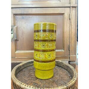 Bitossi Green Art Pottery Vase by Aldo Londi for Rosenthal Netter, Signed Italy